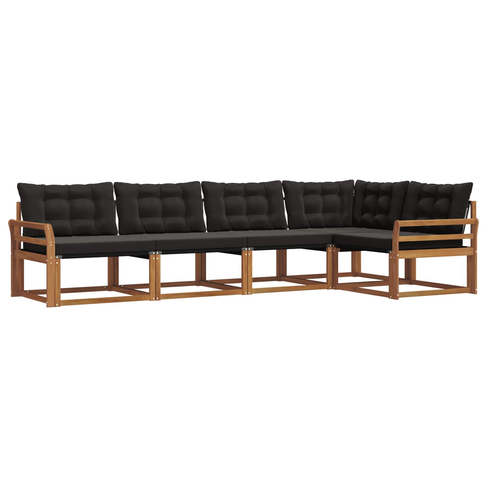 Outdoor-Sofagarnitur mit Kissen 5 pcs Natürlich und Schwarz