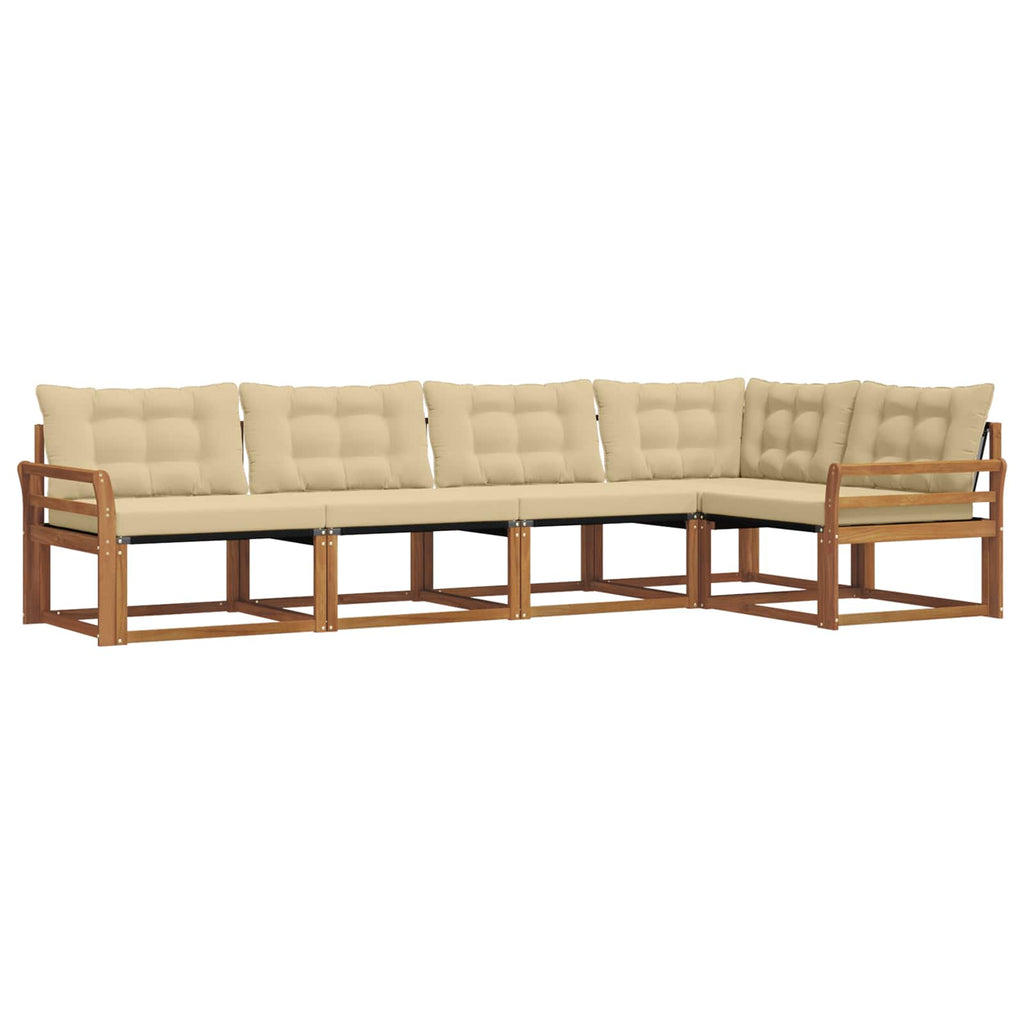 Outdoor-Sofagarnitur mit Kissen 5 pcs Natur und Beige
