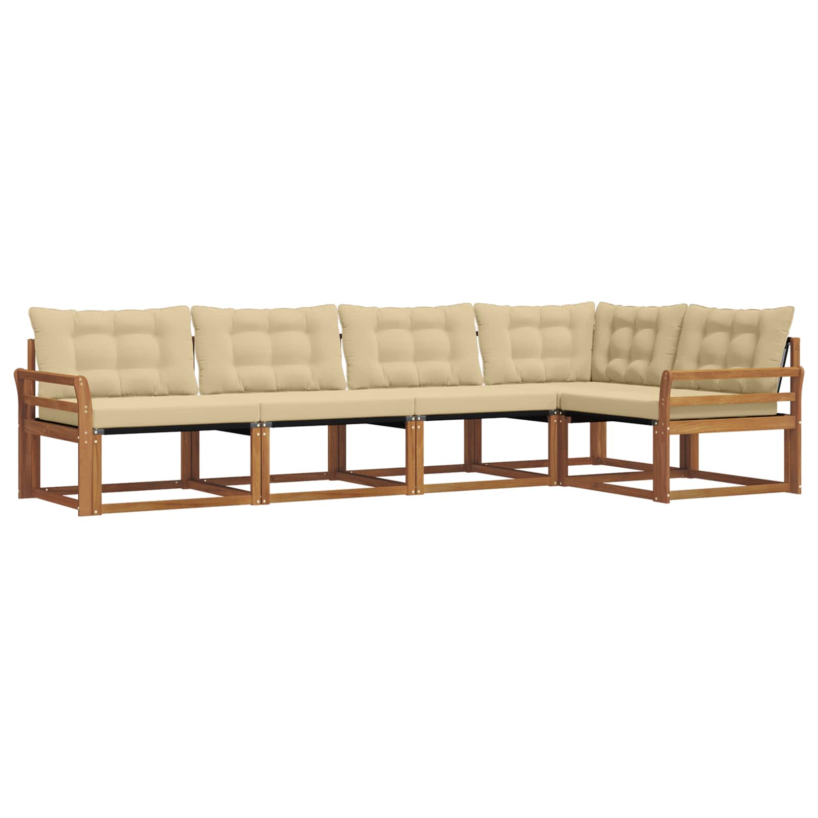 Outdoor-Sofagarnitur mit Kissen 5 pcs Natur und Beige