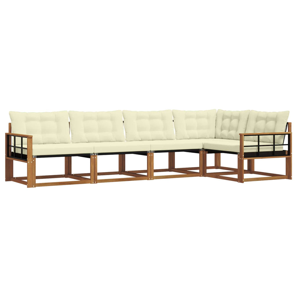 Outdoor-Sofagarnitur mit Kissen 5 pcs Natur und Creme