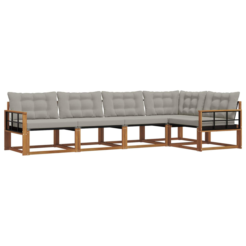 Outdoor-Sofagarnitur mit Kissen 5 pcs Natürlich und Hellgrau
