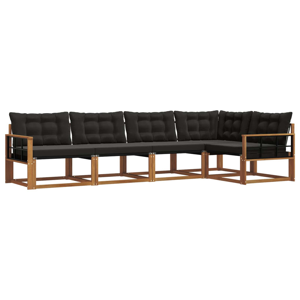 Outdoor-Sofagarnitur mit Kissen 5 pcs Natürlich und Schwarz