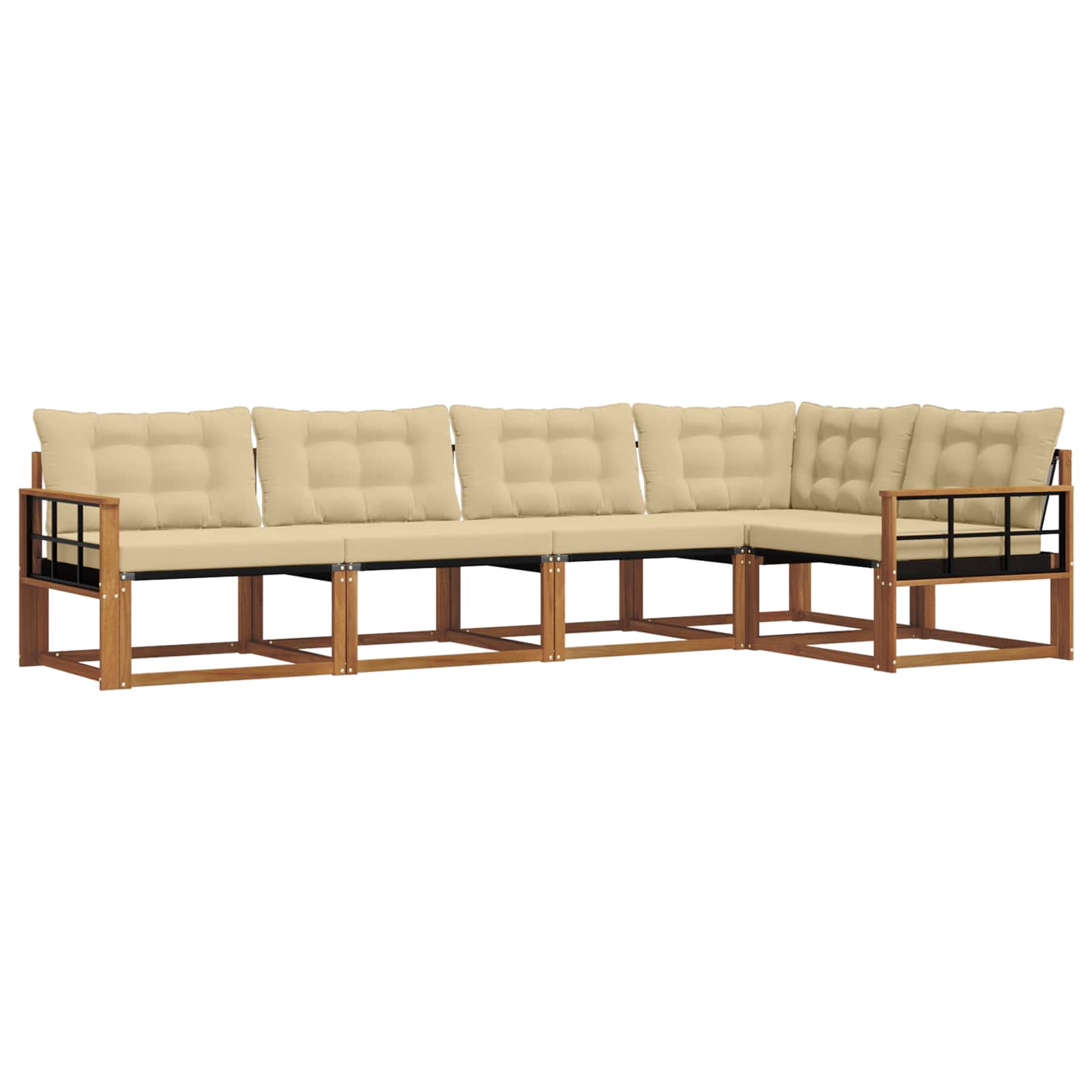 Outdoor-Sofagarnitur mit Kissen 5 pcs Natur und Beige