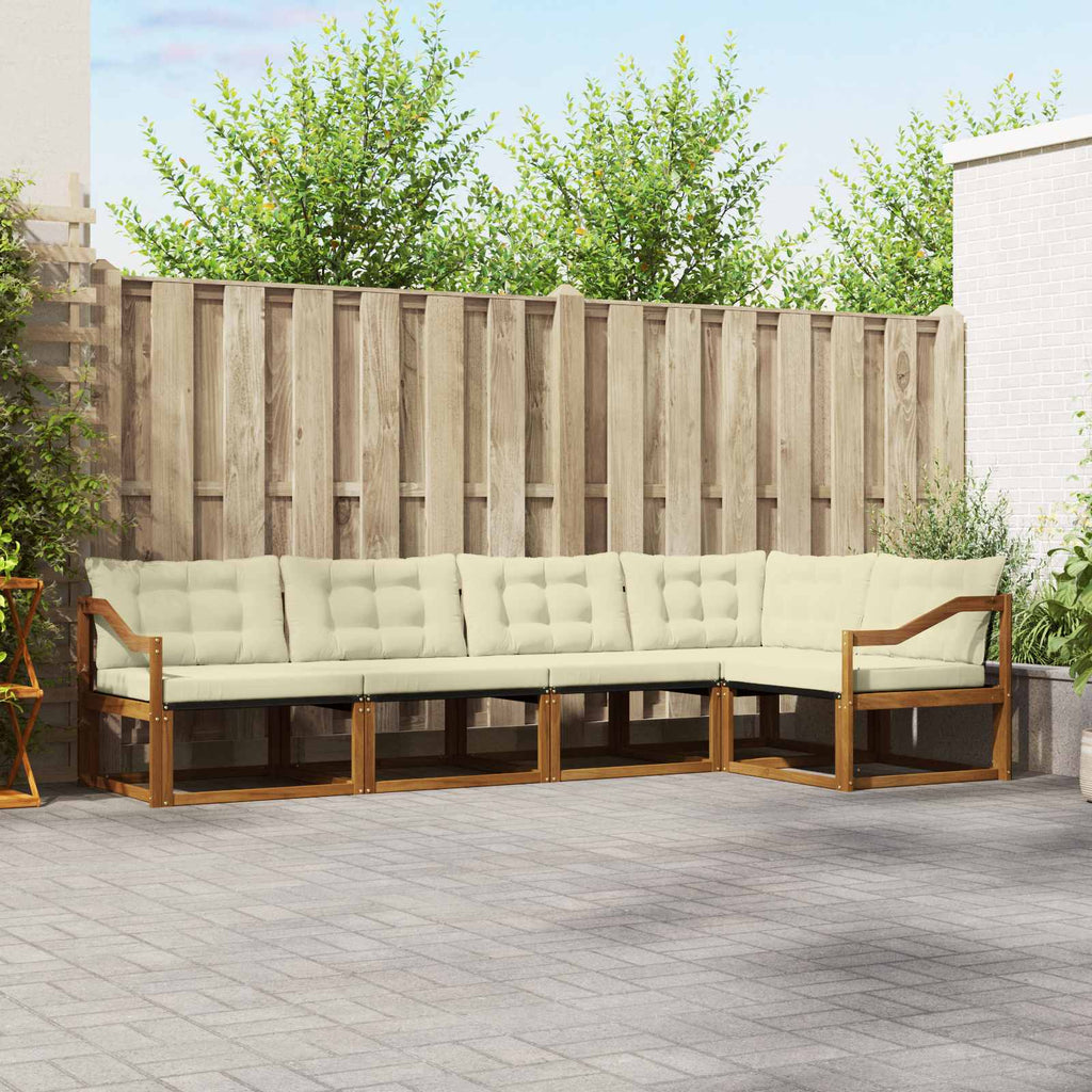 Outdoor-Sofagarnitur mit Kissen 5 pcs Natur und Creme