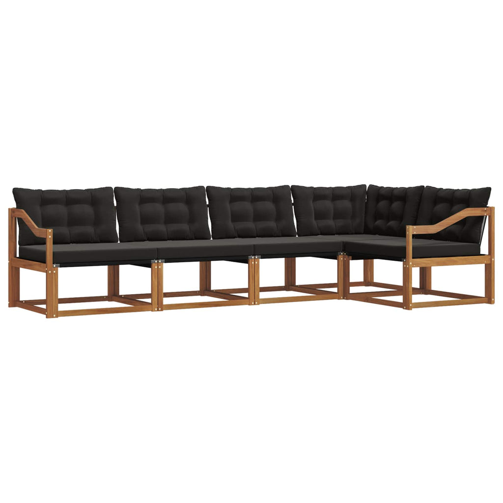 Outdoor-Sofagarnitur mit Kissen 5 pcs Natürlich und Schwarz