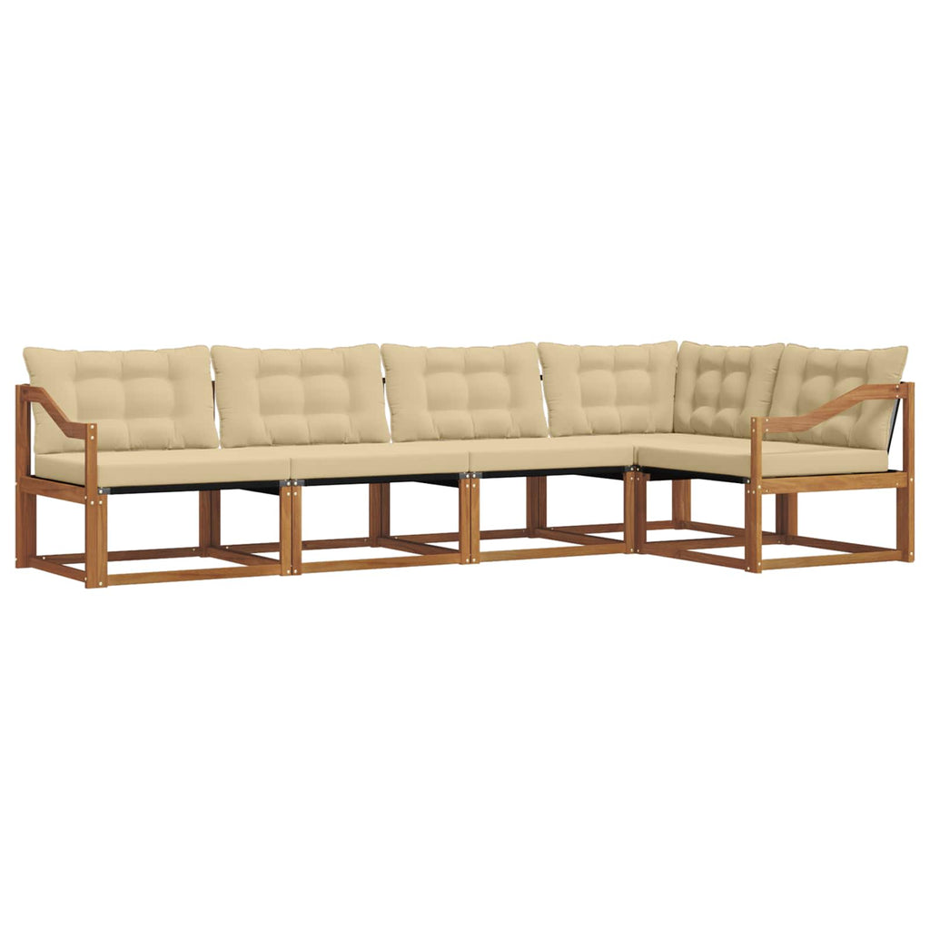 Outdoor-Sofagarnitur mit Kissen 5 pcs Natur und Beige