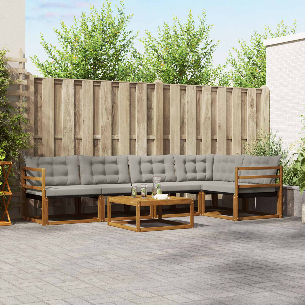 Outdoor-Sofagarnitur mit Kissen 6 pcs Natürlich und Hellgrau