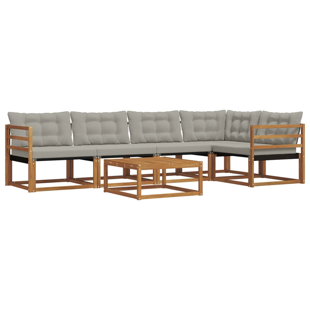 Outdoor-Sofagarnitur mit Kissen 6 pcs Natürlich und Hellgrau