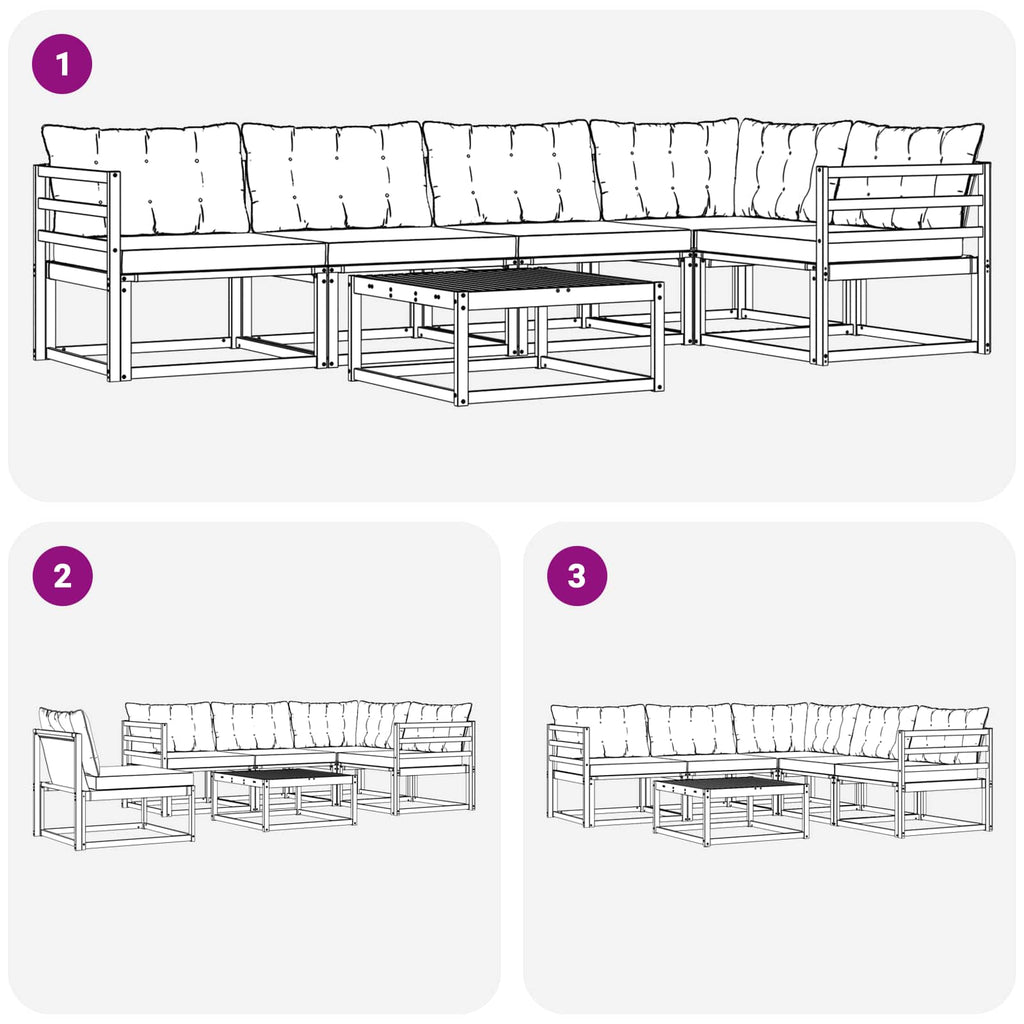Outdoor-Sofagarnitur mit Kissen 6 pcs Natürlich und Schwarz