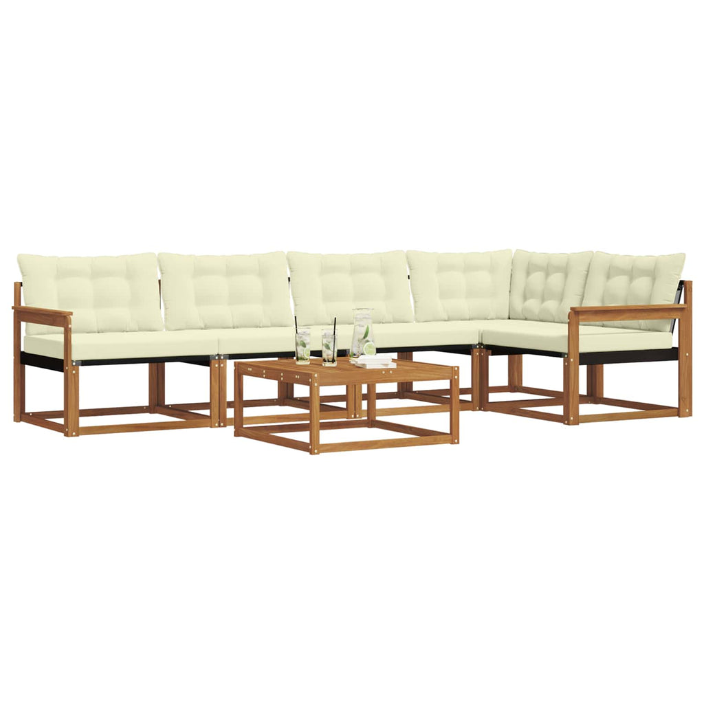 Outdoor-Sofagarnitur mit Kissen 6 pcs Natur und Creme