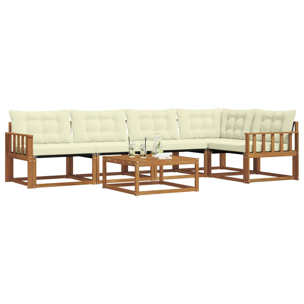 Outdoor-Sofagarnitur mit Kissen 6 pcs Natur und Creme