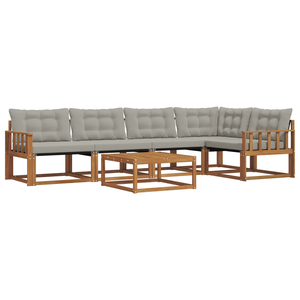 Outdoor-Sofagarnitur mit Kissen 6 pcs Natürlich und Hellgrau