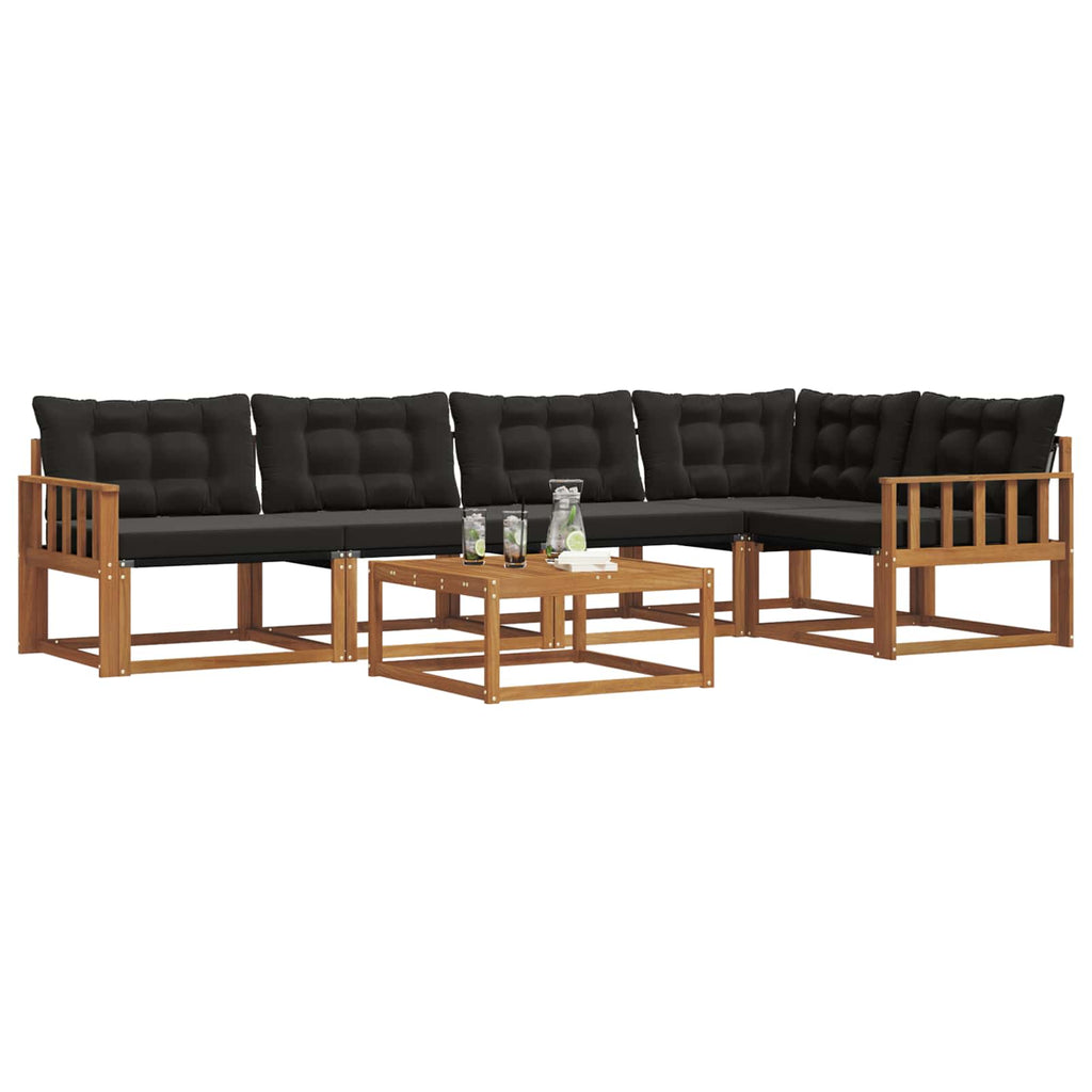 Outdoor-Sofagarnitur mit Kissen 6 pcs Natürlich und Schwarz