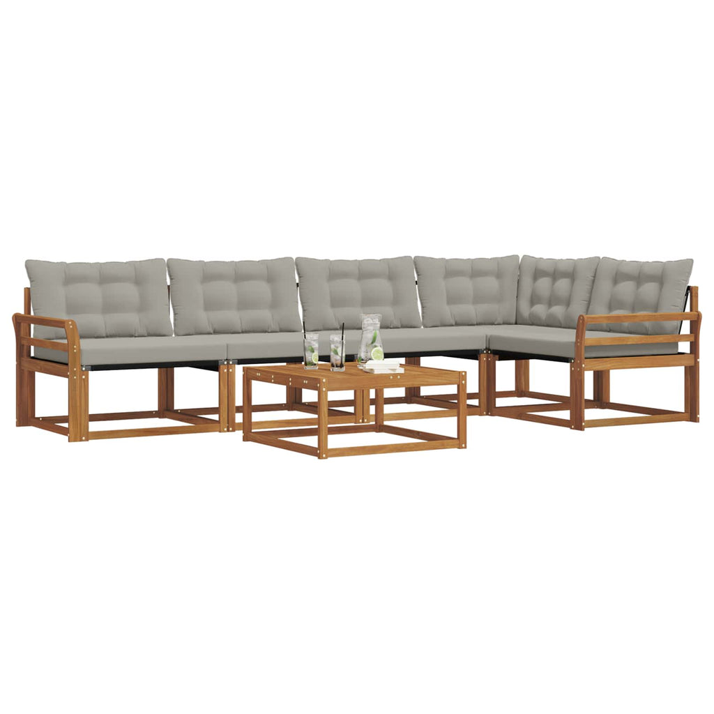 Outdoor-Sofagarnitur mit Kissen 6 pcs Natürlich und Hellgrau