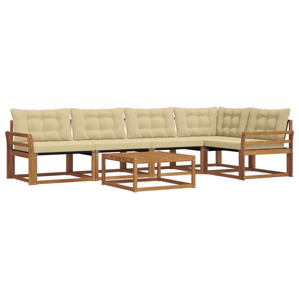 Outdoor-Sofagarnitur mit Kissen 6 pcs Natur und Beige