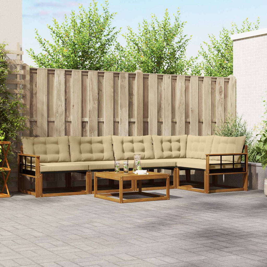 Outdoor-Sofagarnitur mit Kissen 6 pcs Natur und Beige
