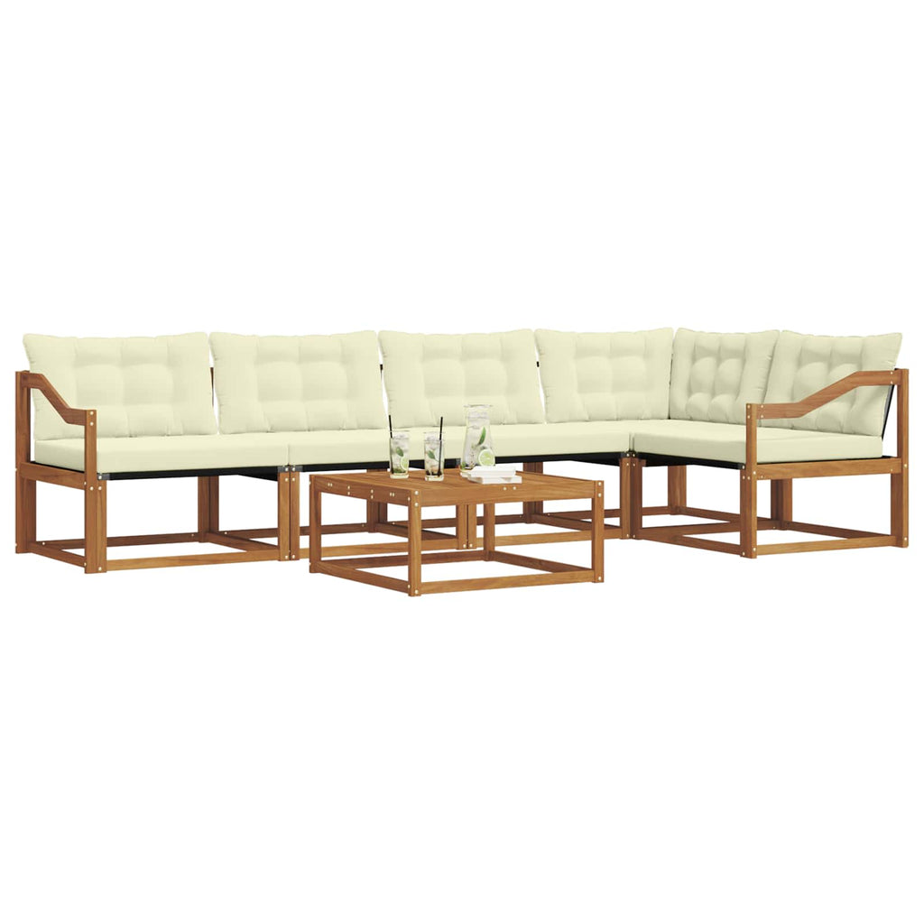 Outdoor-Sofagarnitur mit Kissen 6 pcs Natur und Creme