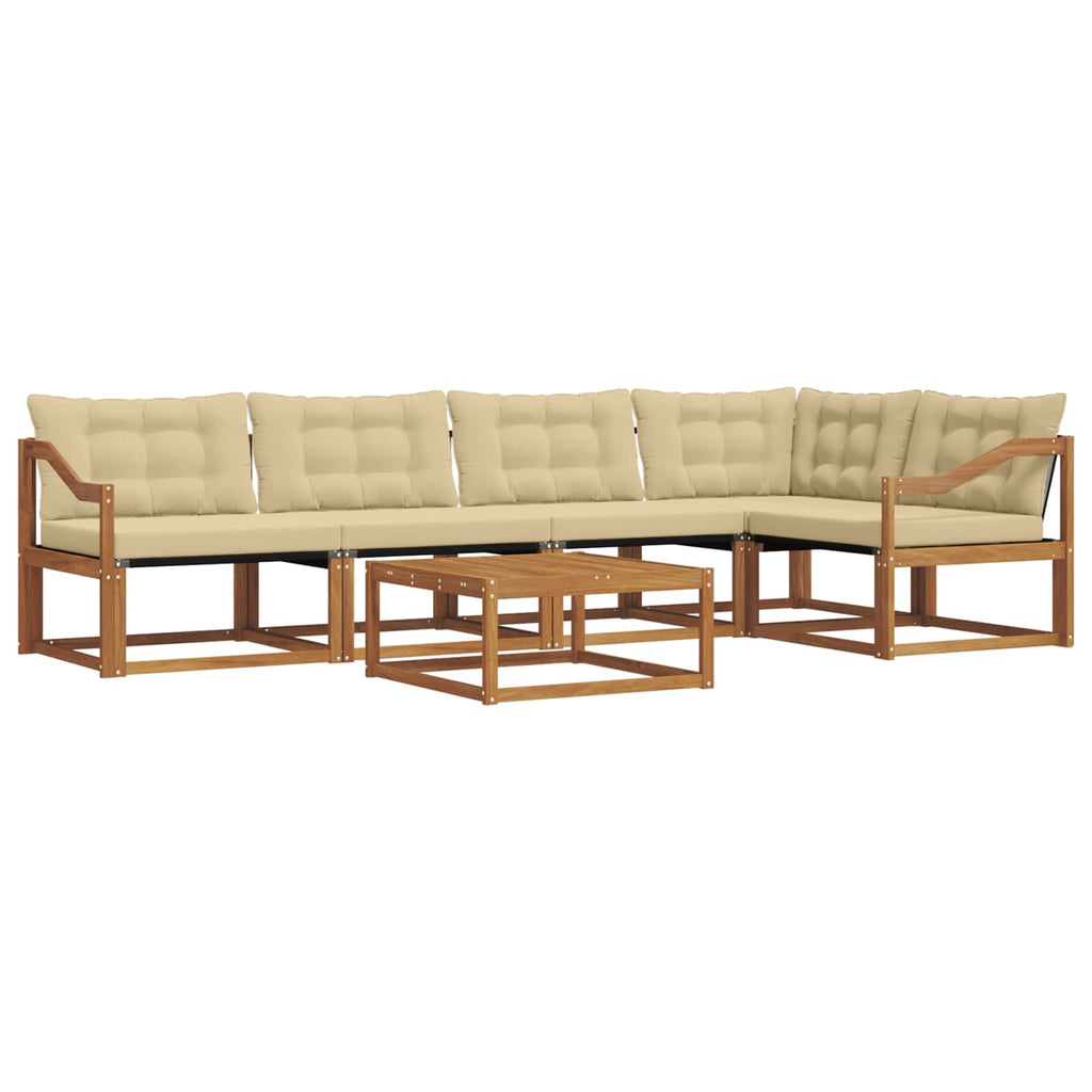Outdoor-Sofagarnitur mit Kissen 6 pcs Natur und Beige