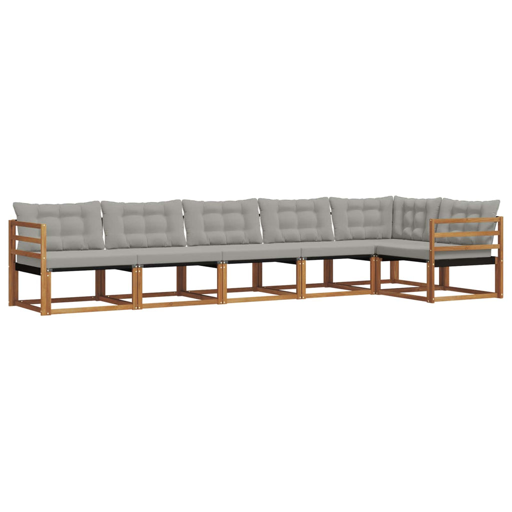 Outdoor-Sofagarnitur mit Kissen 6 pcs Natürlich und Hellgrau