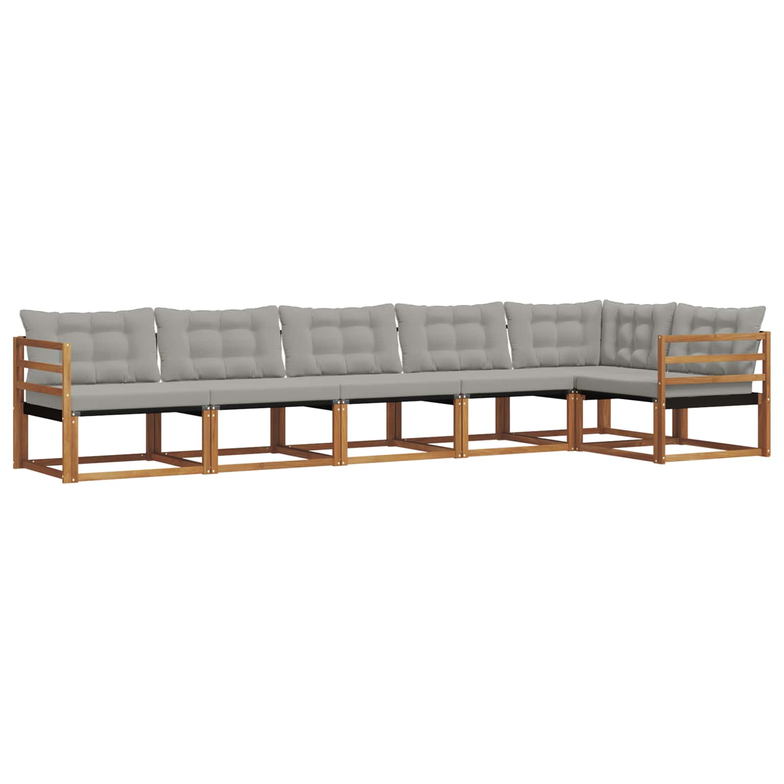 Outdoor-Sofagarnitur mit Kissen 6 pcs Natürlich und Hellgrau