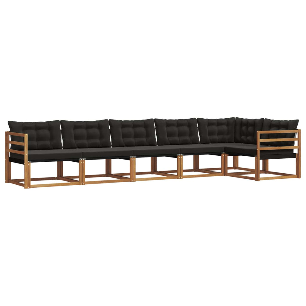 Outdoor-Sofagarnitur mit Kissen 6 pcs Natürlich und Schwarz