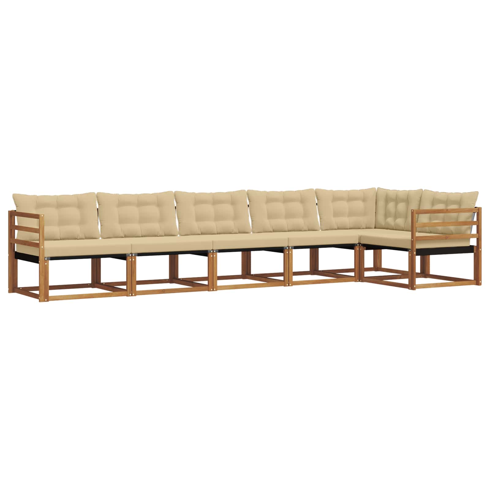 Outdoor-Sofagarnitur mit Kissen 6 pcs Natur und Beige