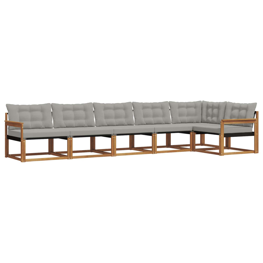 Outdoor-Sofagarnitur mit Kissen 6 pcs Natürlich und Hellgrau