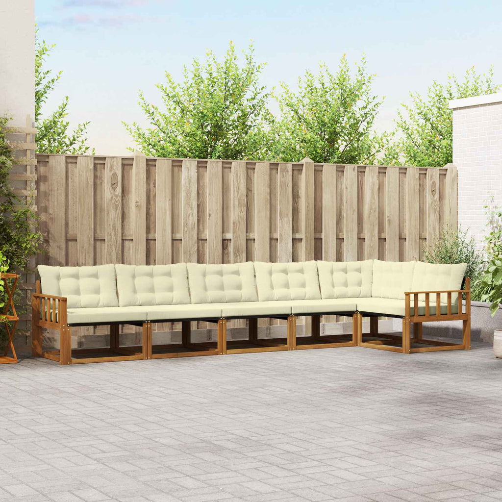 Outdoor-Sofagarnitur mit Kissen 6 pcs Natur und Creme