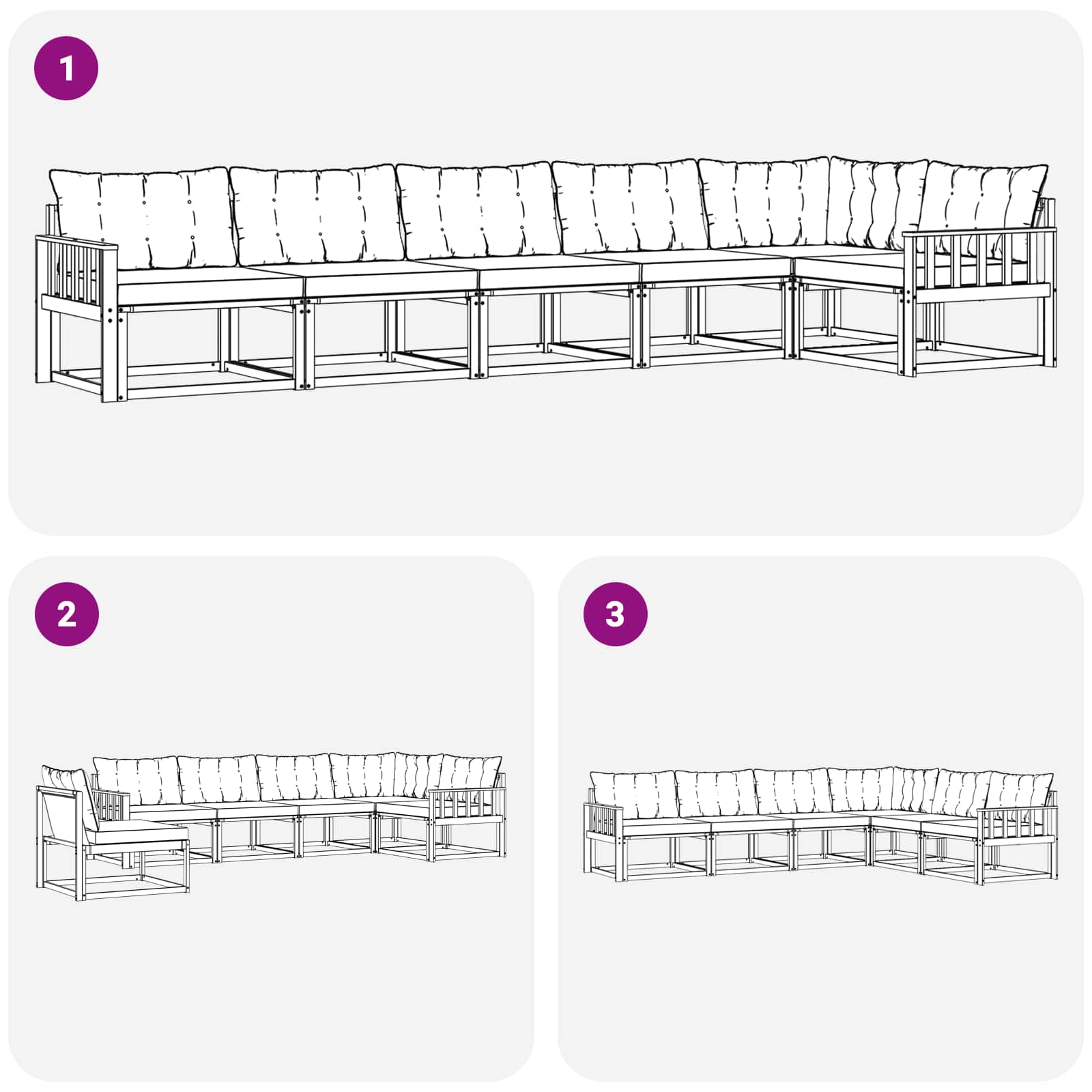 Outdoor-Sofagarnitur mit Kissen 6 pcs Natürlich und Schwarz