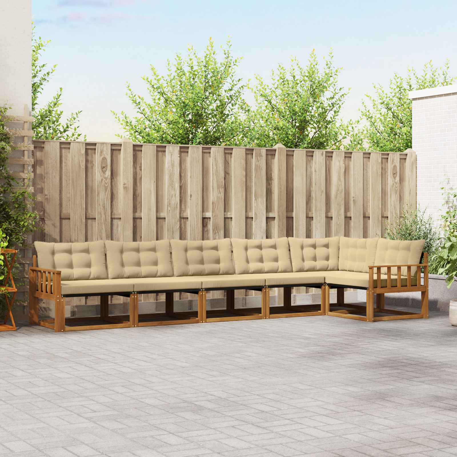 Outdoor-Sofagarnitur mit Kissen 6 pcs Natur und Beige