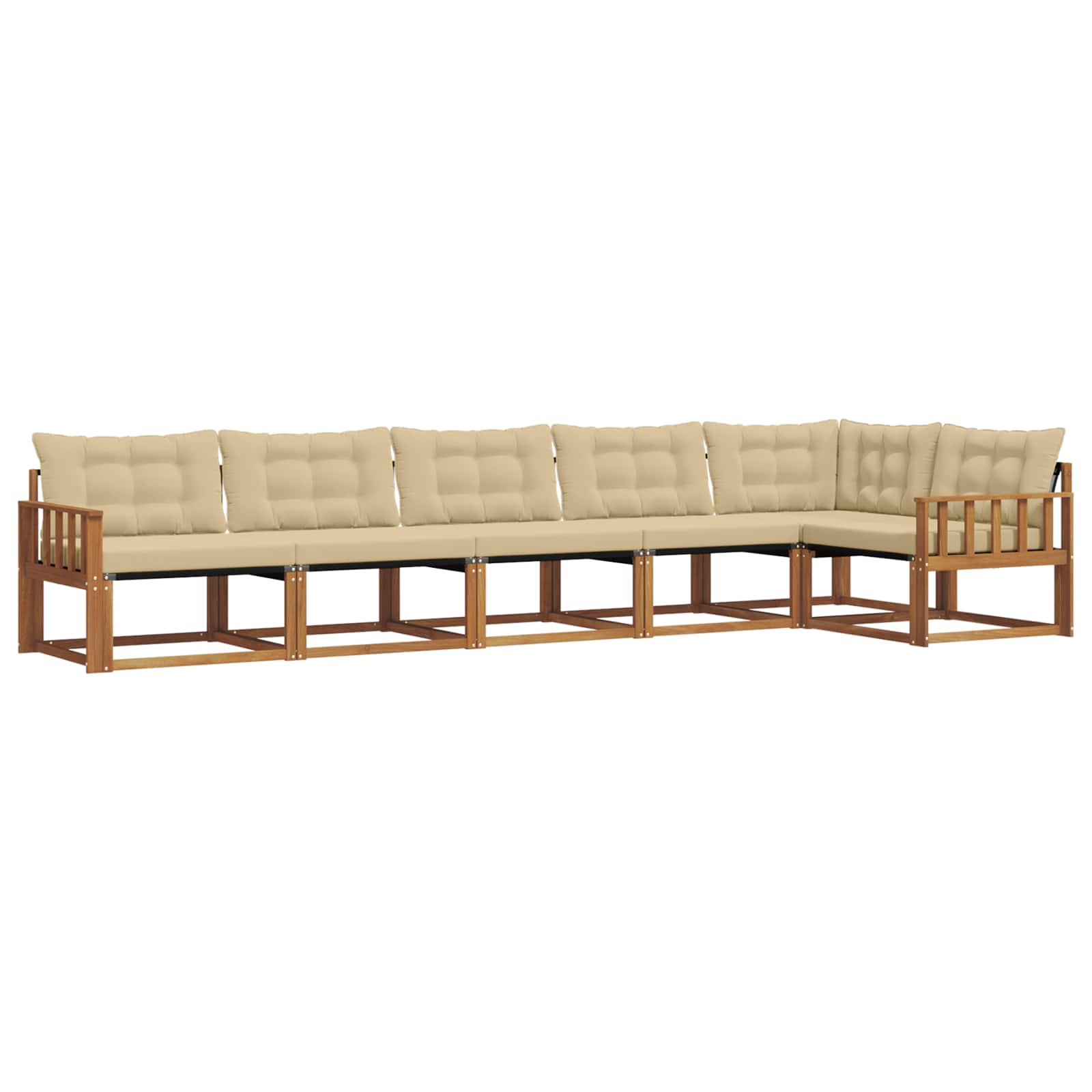 Outdoor-Sofagarnitur mit Kissen 6 pcs Natur und Beige