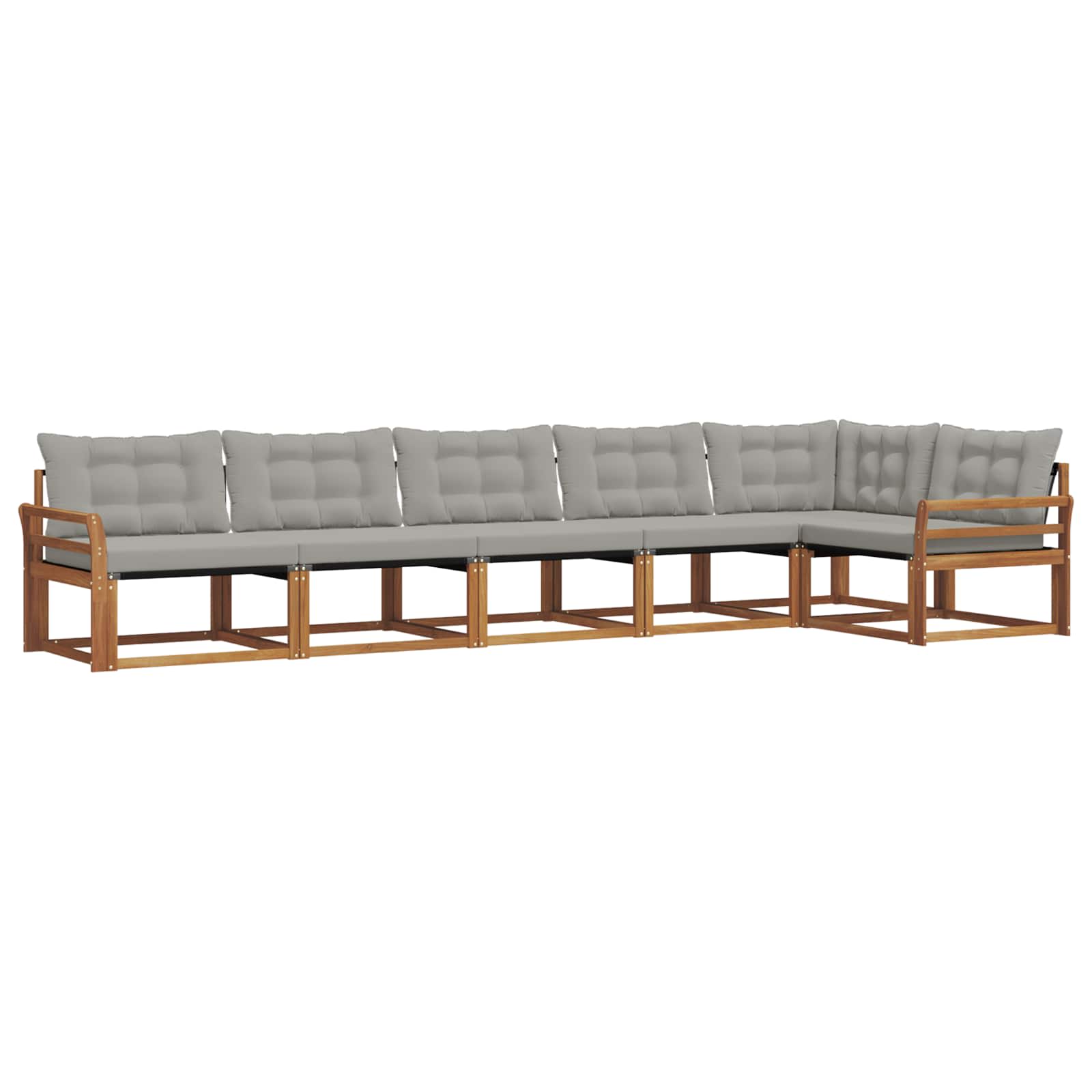 Outdoor-Sofagarnitur mit Kissen 6 pcs Natürlich und Hellgrau