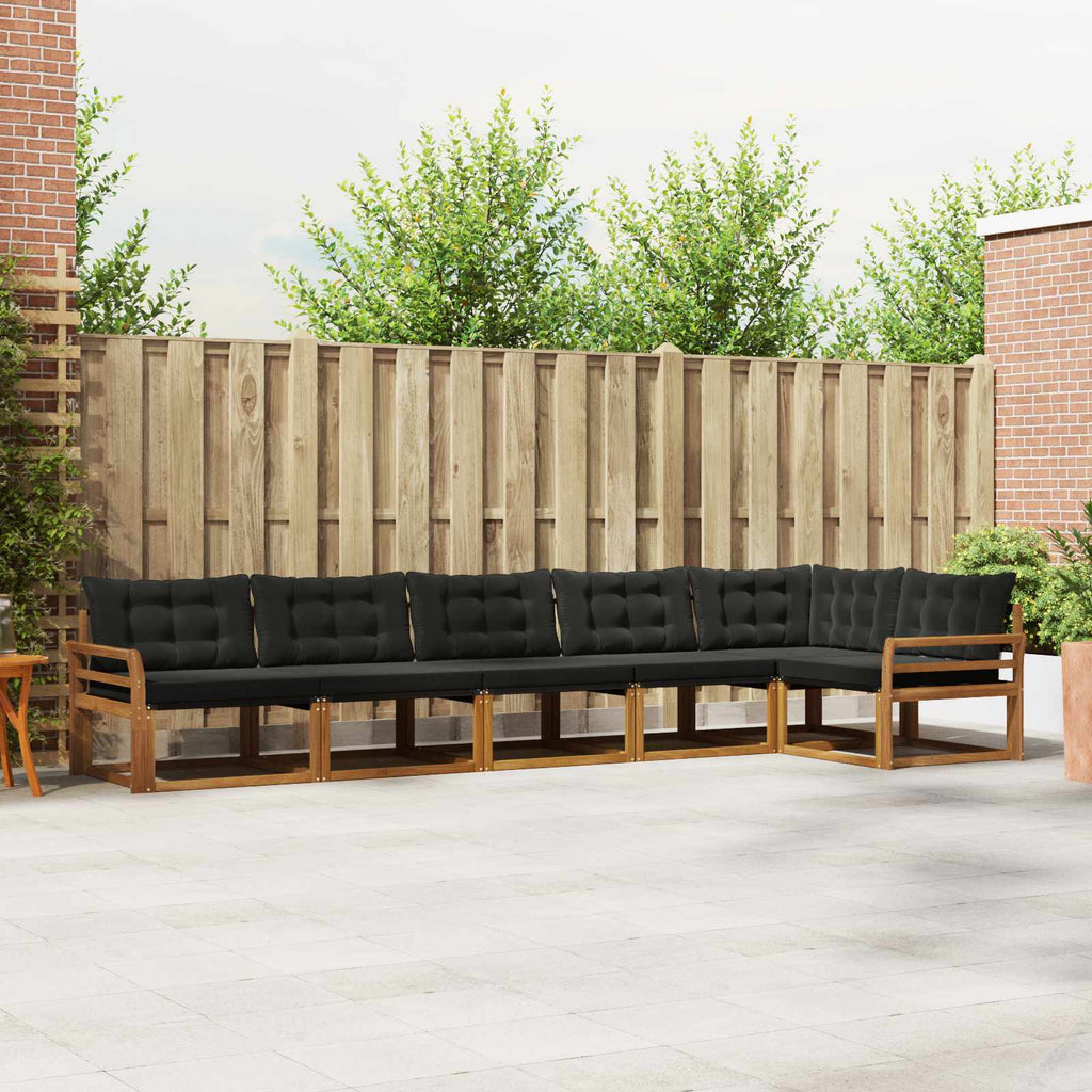 Outdoor-Sofagarnitur mit Kissen 6 pcs Natürlich und Schwarz