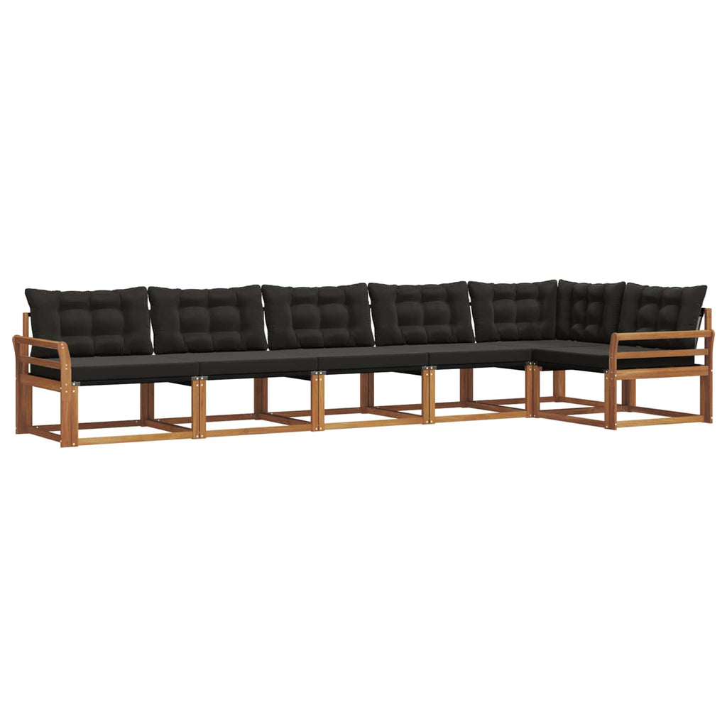 Outdoor-Sofagarnitur mit Kissen 6 pcs Natürlich und Schwarz