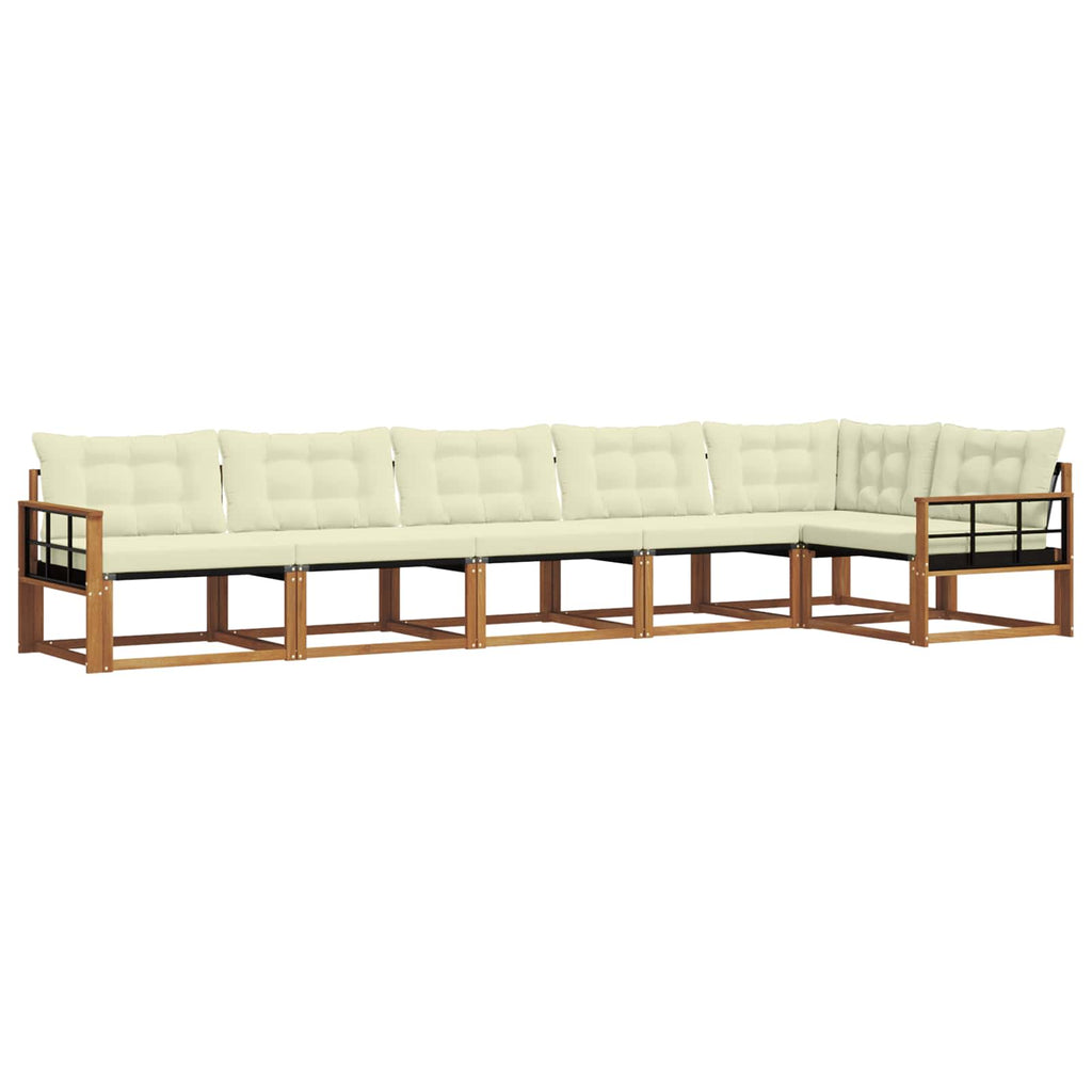 Outdoor-Sofagarnitur mit Kissen 6 pcs Natur und Creme