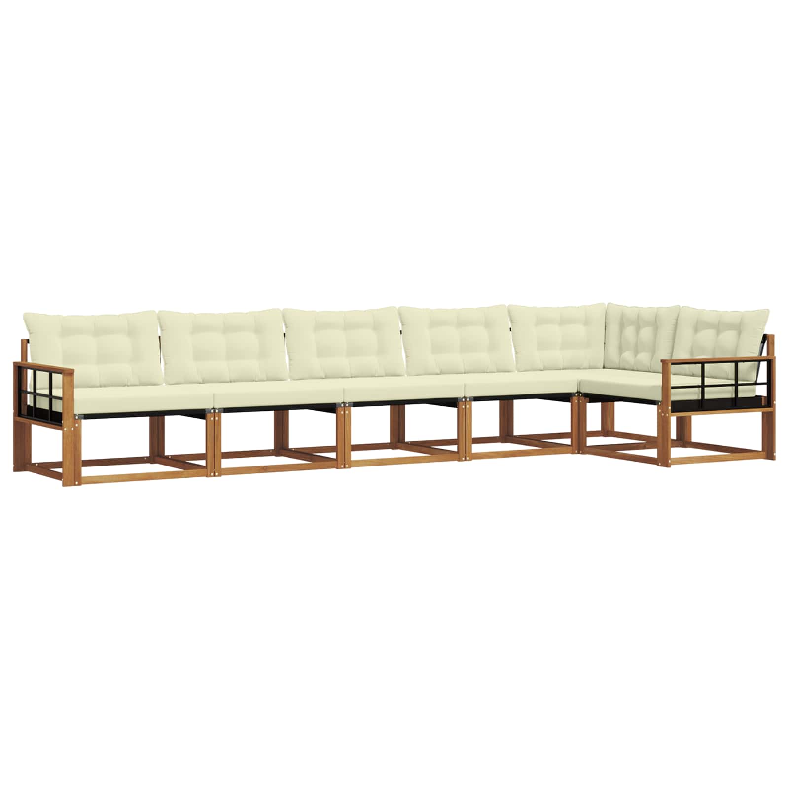 Outdoor-Sofagarnitur mit Kissen 6 pcs Natur und Creme