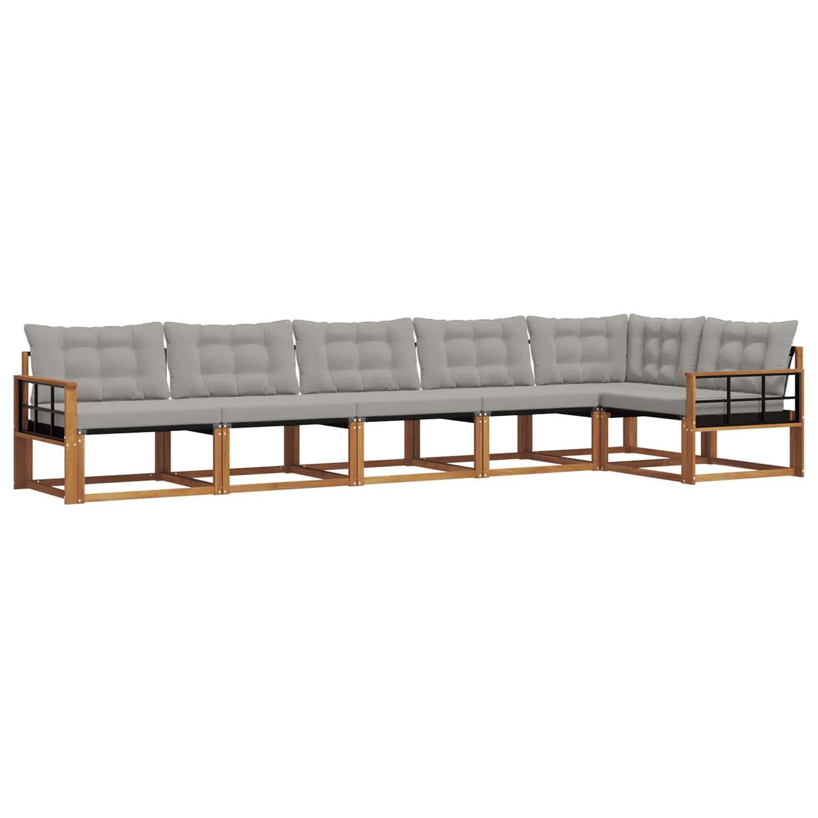 Outdoor-Sofagarnitur mit Kissen 6 pcs Natürlich und Hellgrau