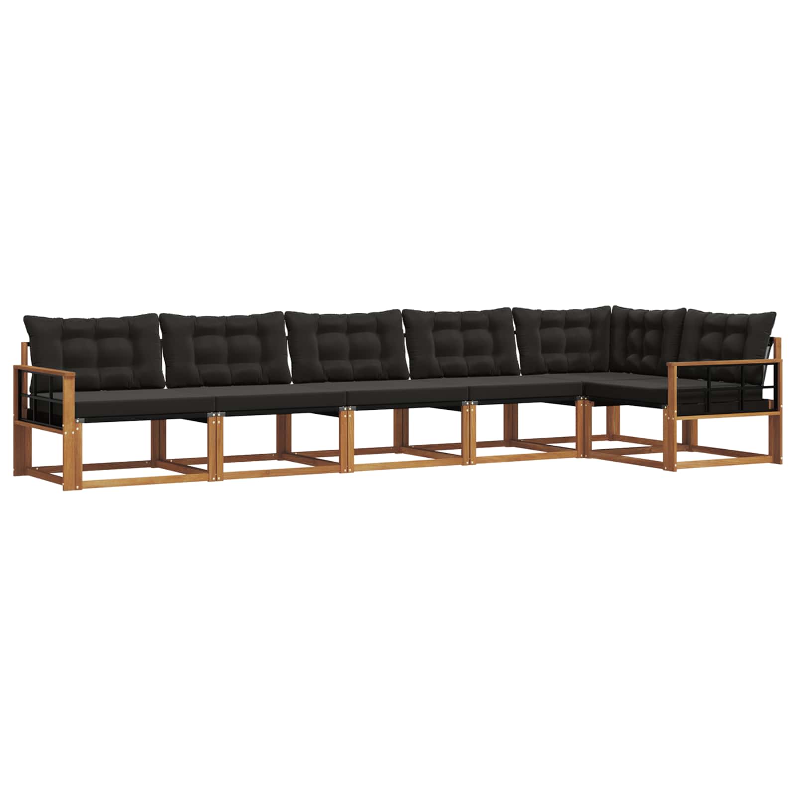 Outdoor-Sofagarnitur mit Kissen 6 pcs Natürlich und Schwarz