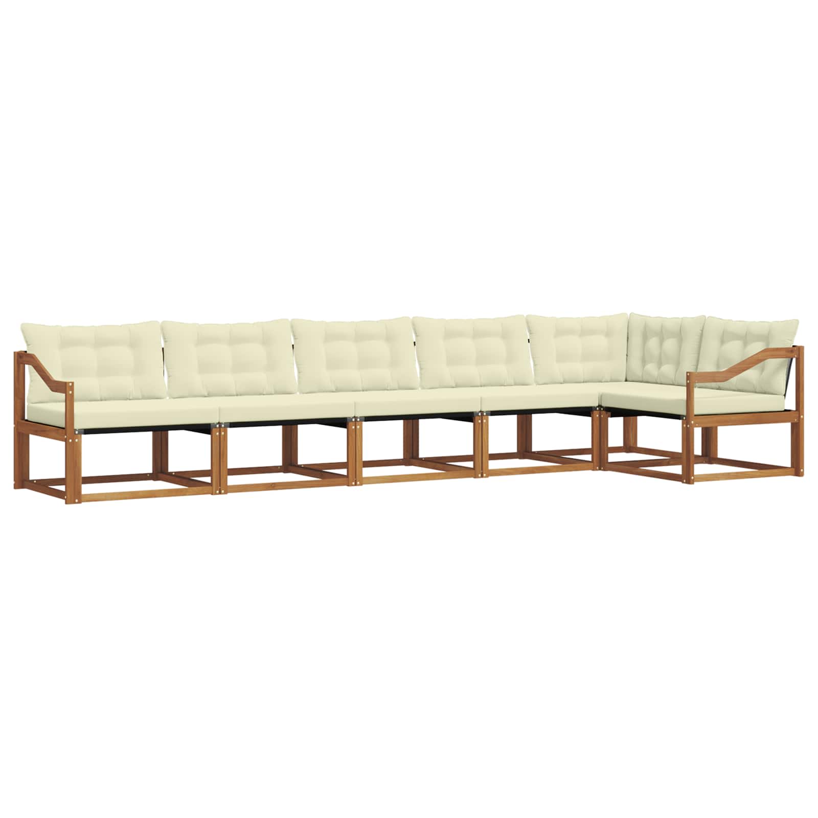 Outdoor-Sofagarnitur mit Kissen 6 pcs Natur und Creme