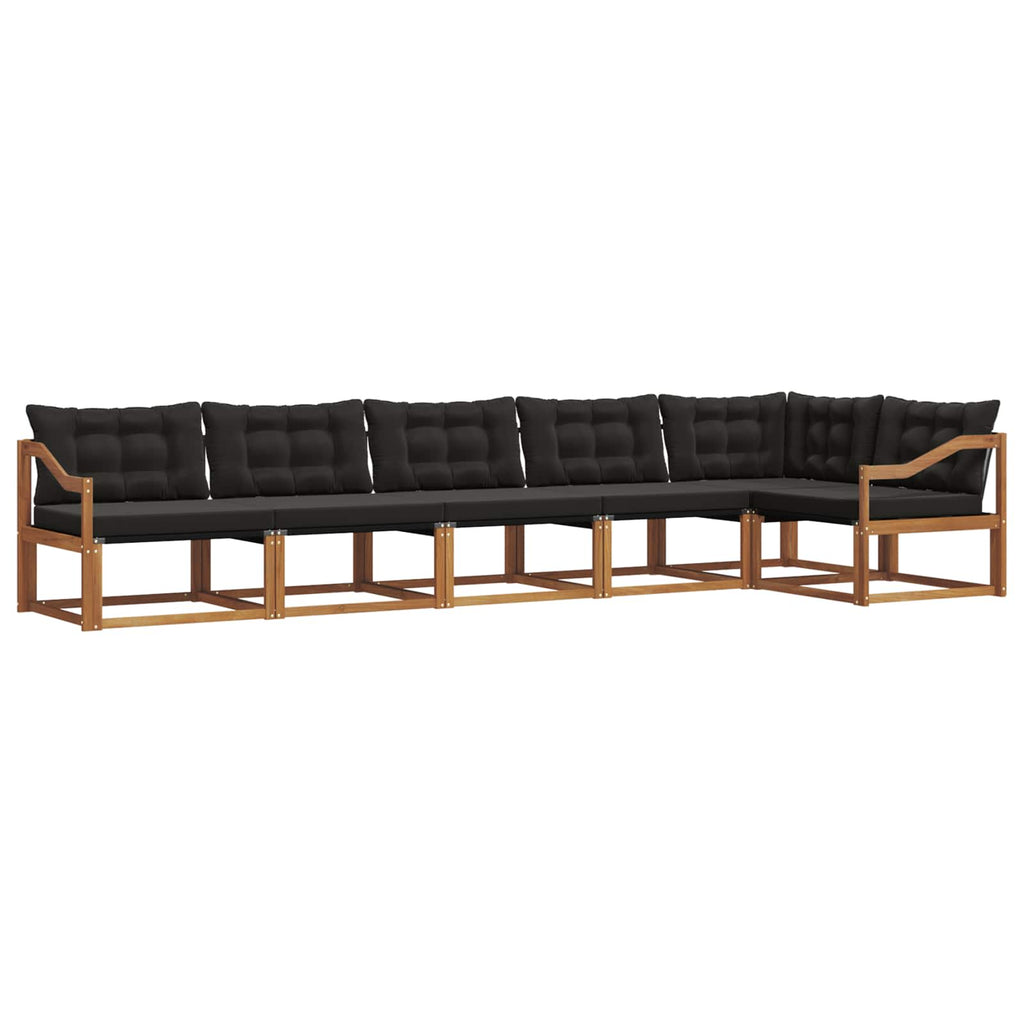 Outdoor-Sofagarnitur mit Kissen 6 pcs Natürlich und Schwarz
