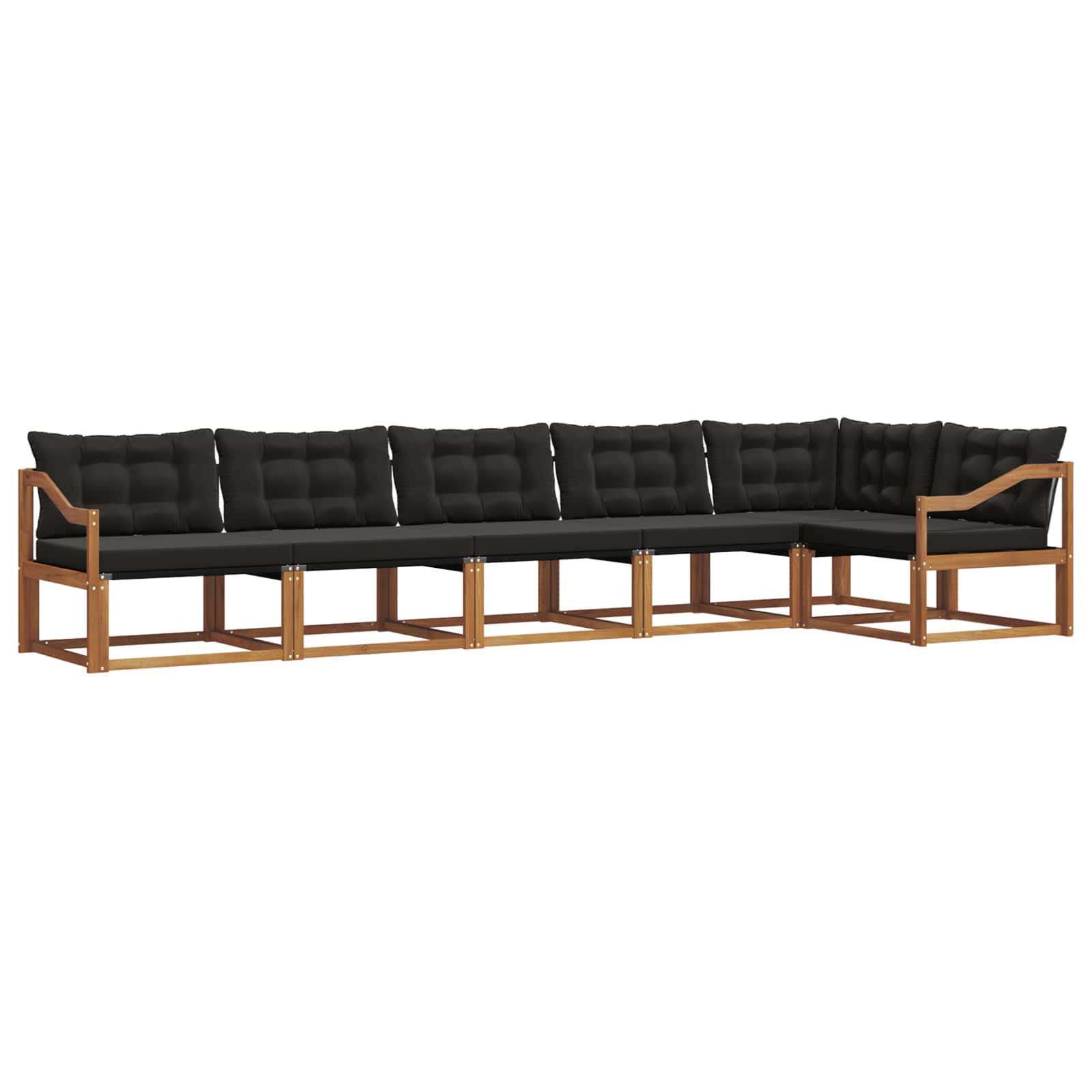 Outdoor-Sofagarnitur mit Kissen 6 pcs Natürlich und Schwarz