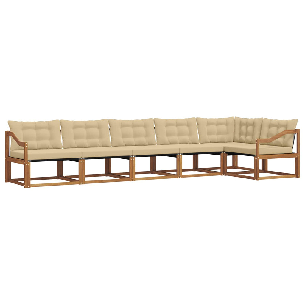 Outdoor-Sofagarnitur mit Kissen 6 pcs Natur und Beige