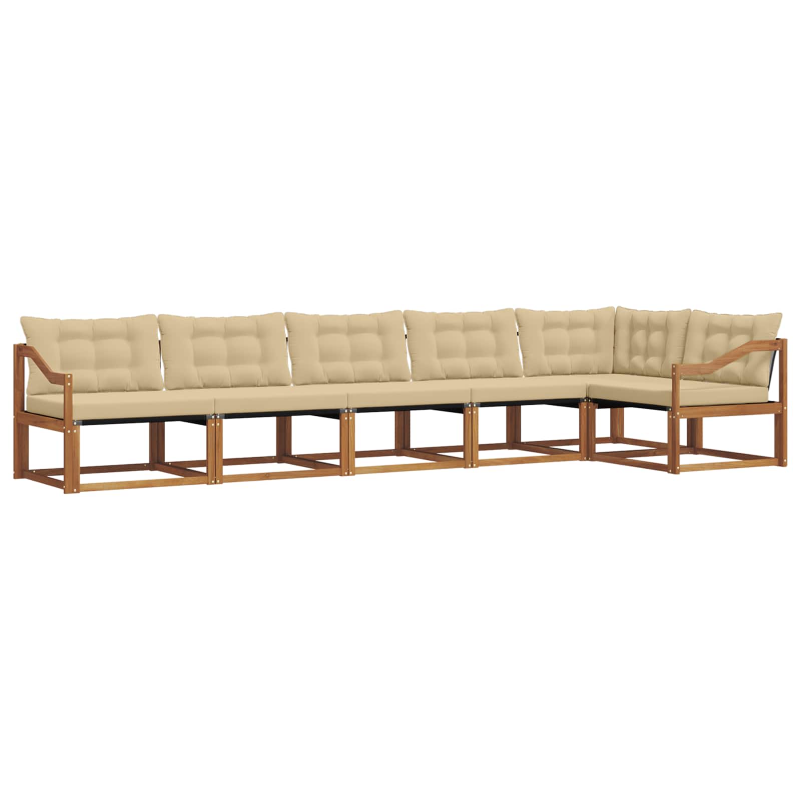Outdoor-Sofagarnitur mit Kissen 6 pcs Natur und Beige