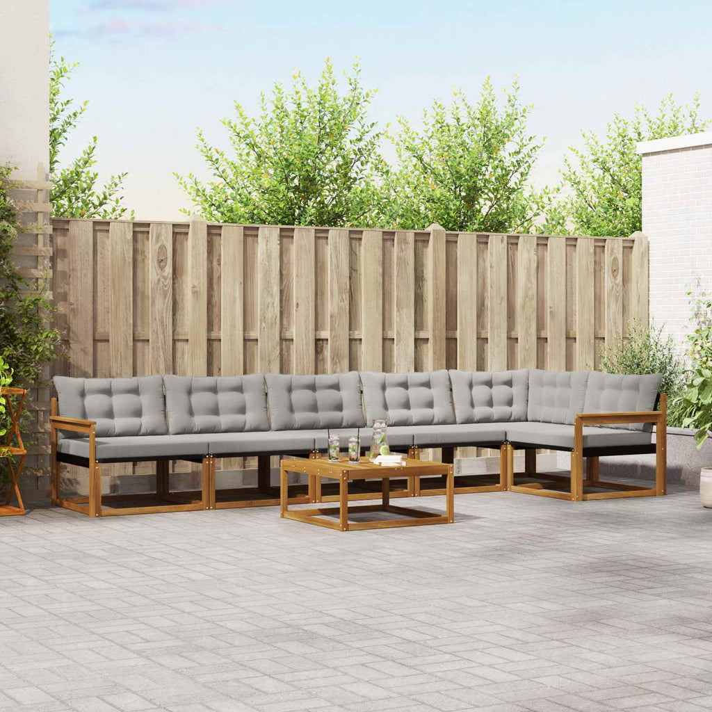 Outdoor-Sofagarnitur mit Kissen 7 pcs Natürlich und Hellgrau
