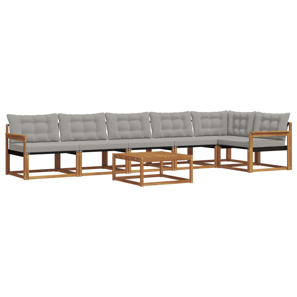 Outdoor-Sofagarnitur mit Kissen 7 pcs Natürlich und Hellgrau
