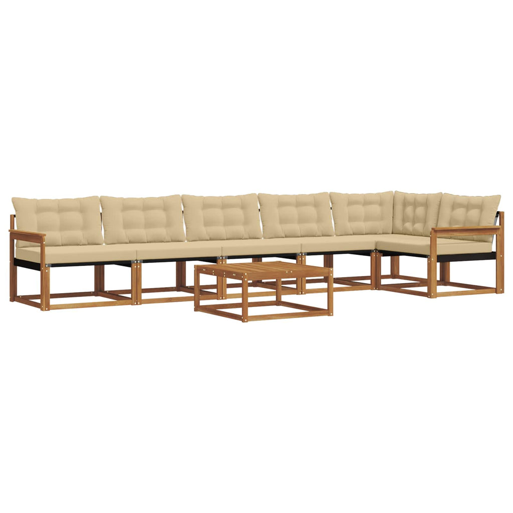 Outdoor-Sofagarnitur mit Kissen 7 pcs Natur und Beige