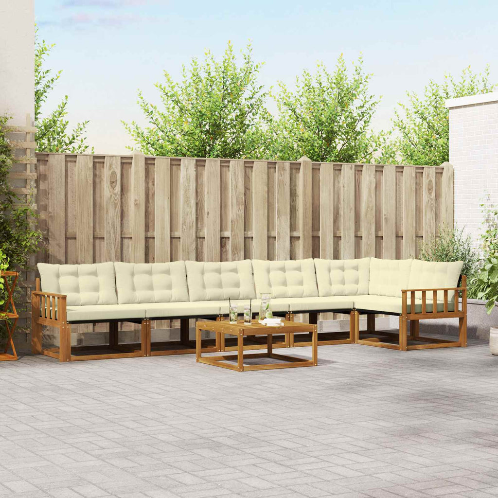 Outdoor-Sofagarnitur mit Kissen 7 pcs Natur und Creme