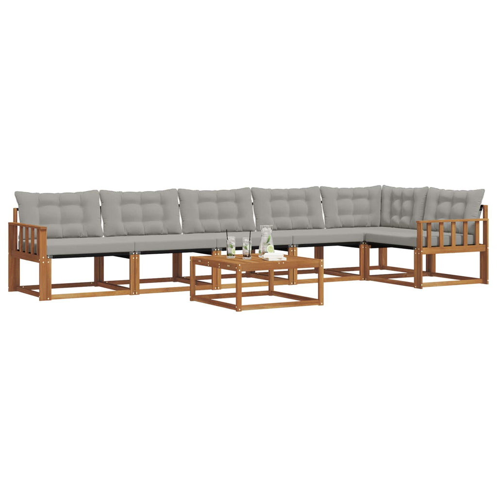 Outdoor-Sofagarnitur mit Kissen 7 pcs Natürlich und Hellgrau