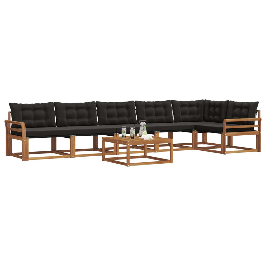 Outdoor-Sofagarnitur mit Kissen 7 pcs Natürlich und Schwarz