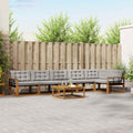 Outdoor-Sofagarnitur mit Kissen 7 pcs Natürlich und Hellgrau